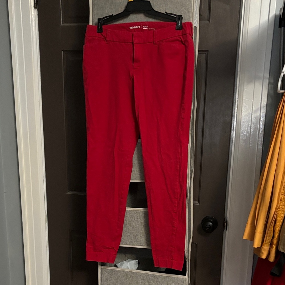 Old Navy Red Pixie Mid-Rise Pants